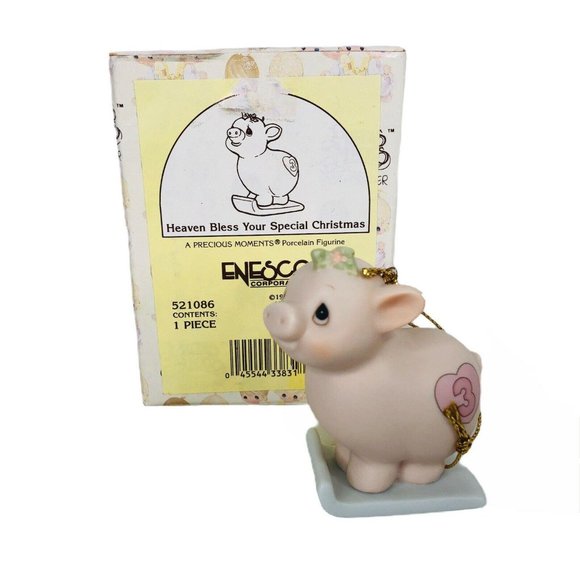 Precious Moments Other - Precious Moments Xmas Train Ornament Pig Sled Age